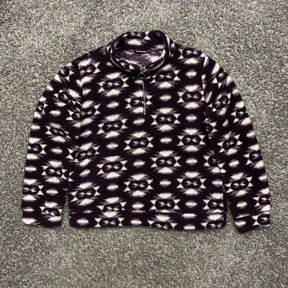 Vintage Fleece Jacket 1/4 Zip Pullover Soft Lightweight y2k Purple Medium - Picture 2 of 8